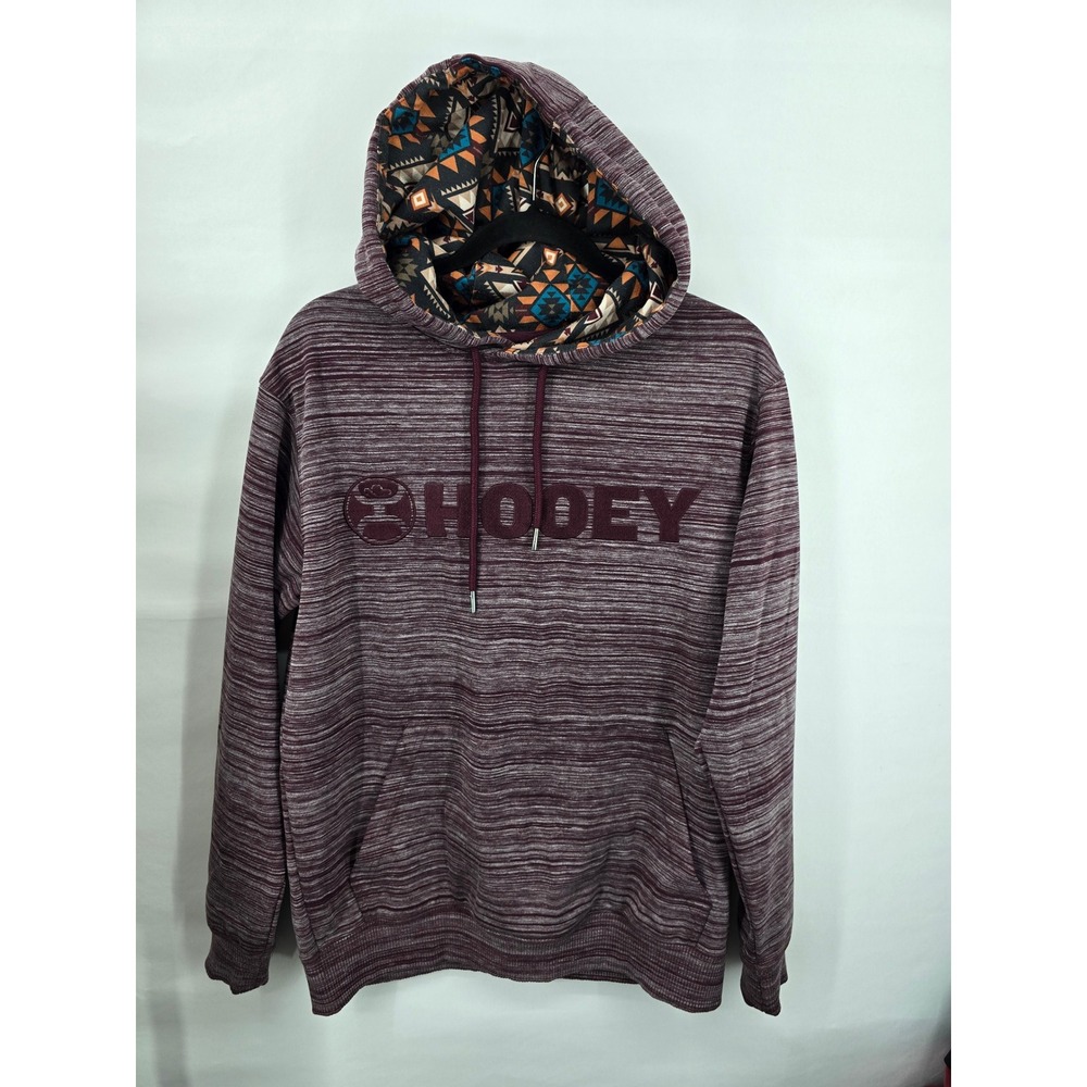 Hooey Mens Hoodie Burgundy Space Dye Southwestern Print Hood Pullover Small
